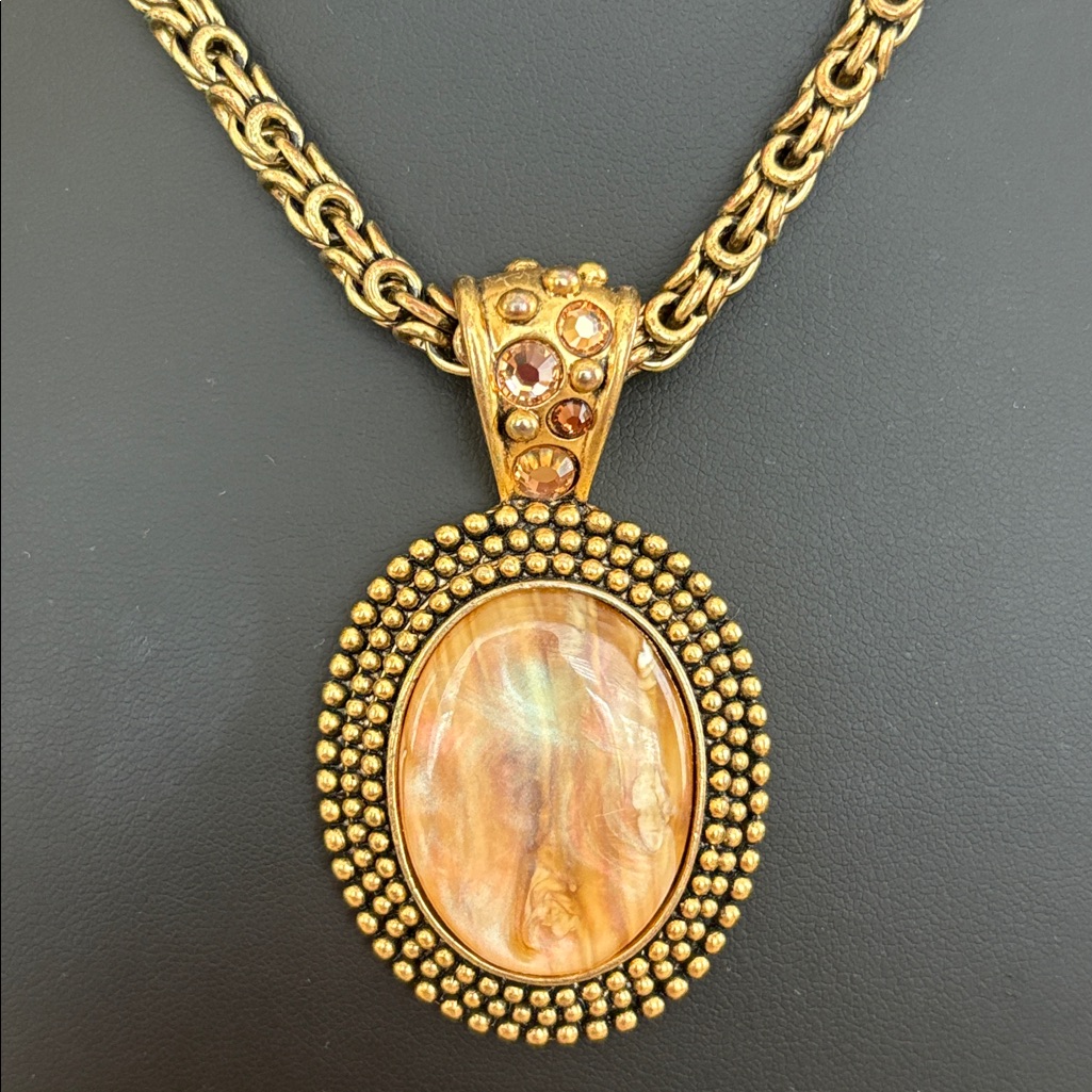 Kenneth Cole Kc Gold Toned Byzantine Statement Necklace Rhinestones Runway 35$